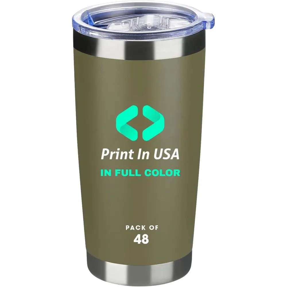 

Personalized Custom Print in USA Tumbler 48Pcs 20oz StainlSteel Double Wall Coee Cup with Lid & StInsulated Tumbler with Colorul