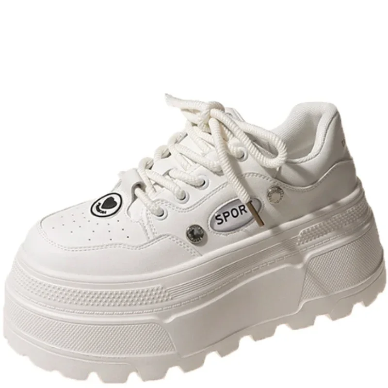 

8CM Women Platform Sneakers Trend Casual Outdoor Lace Up Shoes Autumn Spring Sneaker Breathable Thick Skateboard Shoes Female