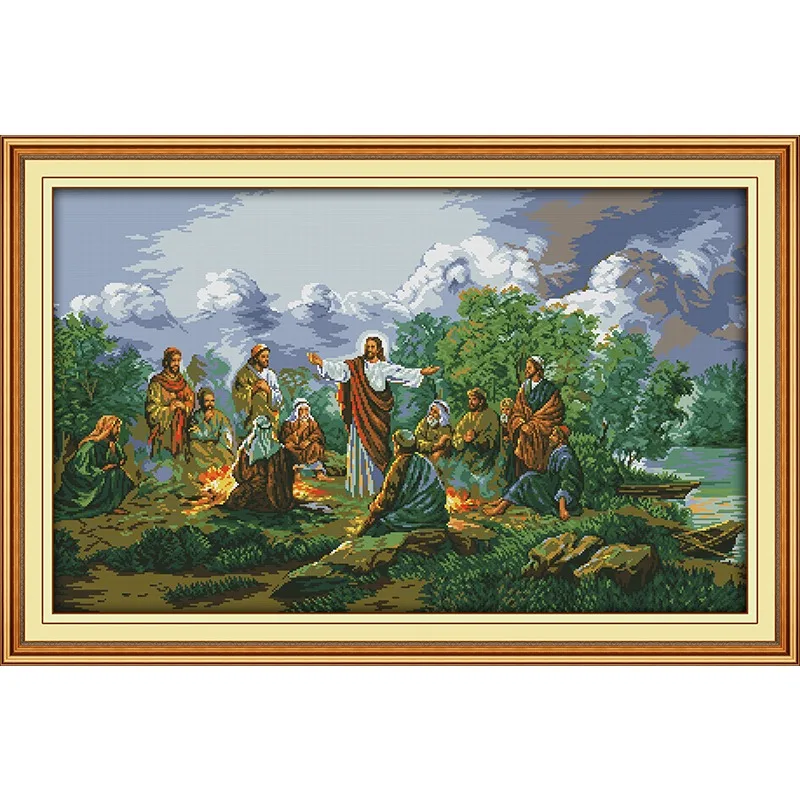 

Joy Sunday New Stamped Cross Stitch Kit,11/14/16CT DIY Easy Pattern Aida Fabric Embroidery Set-Jesus and His Disciples