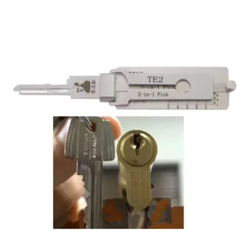 TE2 Lishi 2 in 1 Lock Pick and Decoder for Gainsborough for TESA Locks Home Door Civil Lock Picking and Key Reader Professional