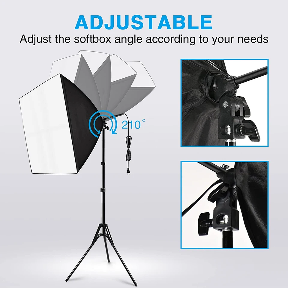 Softbox Photography Lighting Kit Continuous Photo Studio Soft Box Light Equipment With E27 Socket Tripod Stand For Shooting