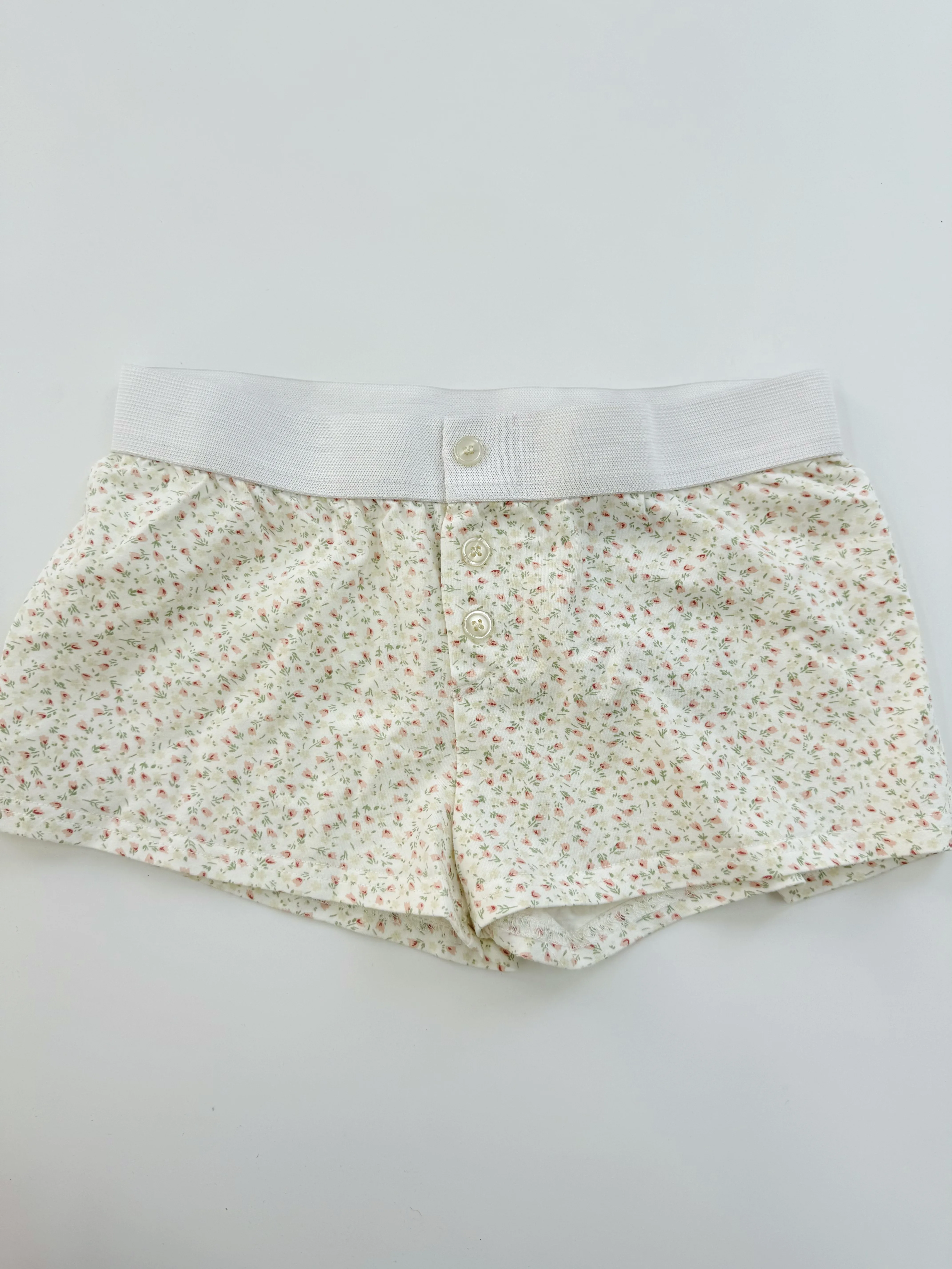 Kaus Lengan Panjang Potongan Renda Lubang Set Celana Pendek Piyama Rumah Lucu Katun Wanita Set 2 Potong Kaus Ramping + Sweatshort Lurus Elastis