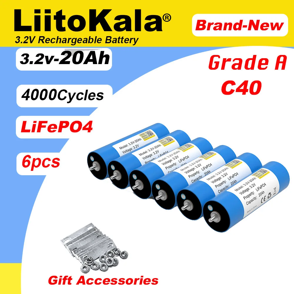 

6x LiitoKala 3,2 В 20 Ач аккумулятор LiFePO4 фосфатный элемент для 4s 12 В мотоциклетные автомобильные аккумуляторы модификация класса A TAX FREE