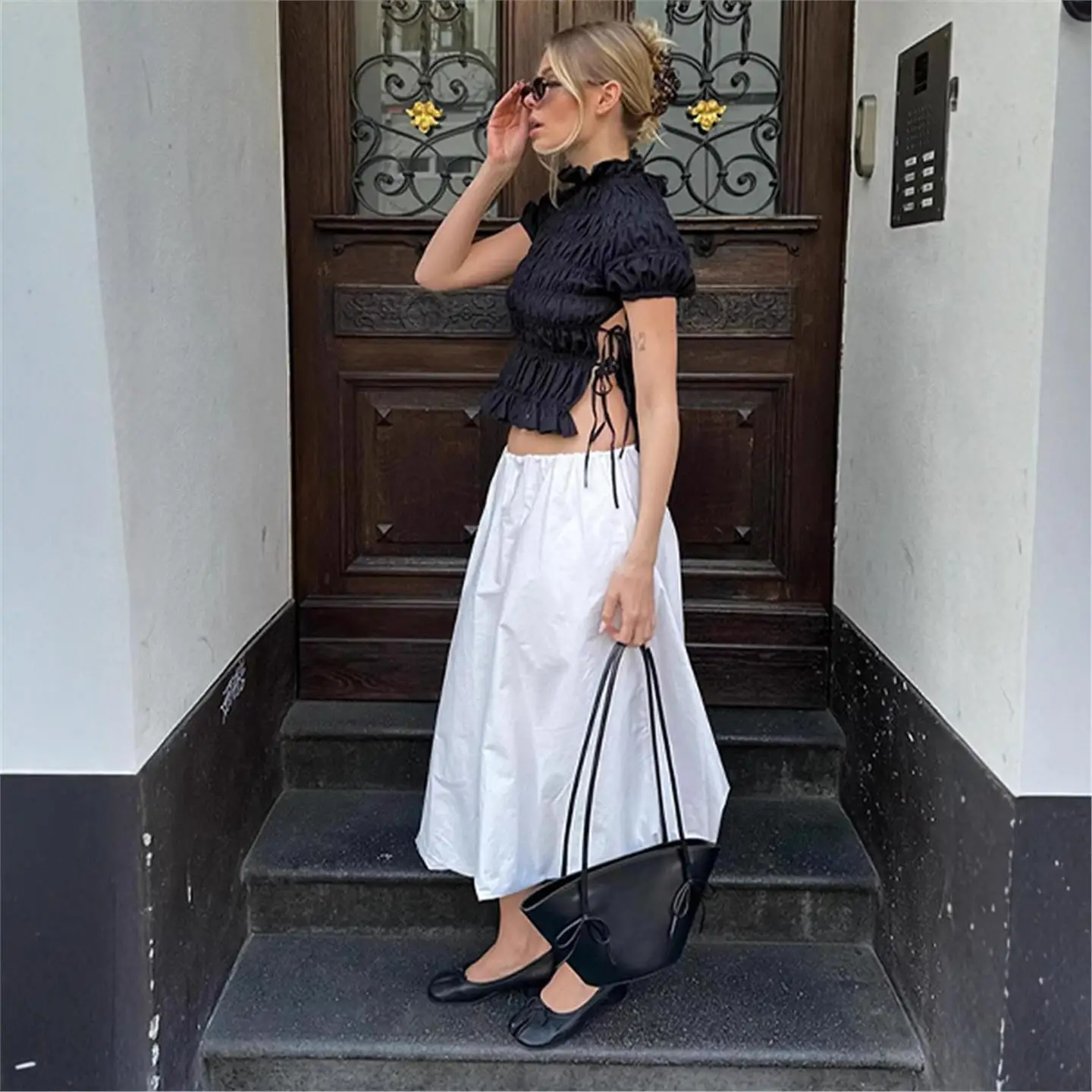 

Pure Color ort Sve irt Pleated f Высокий воротник Faionable Ele European Sle Женская блузка премиум-класса