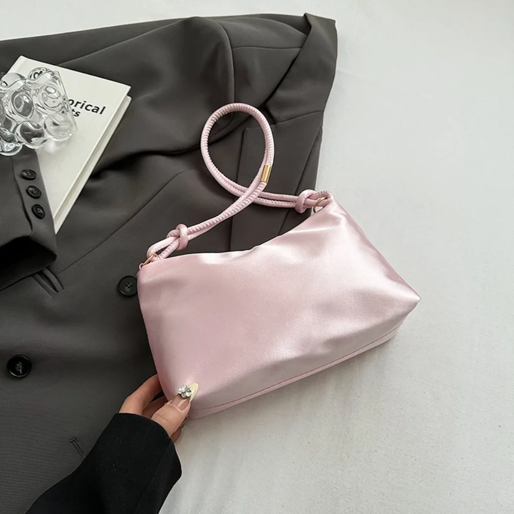 Solid Color Fashion Elegant Shoulder Bag New Cloth Smooth Satin Underarm Bag Leisure Shoulder Bag