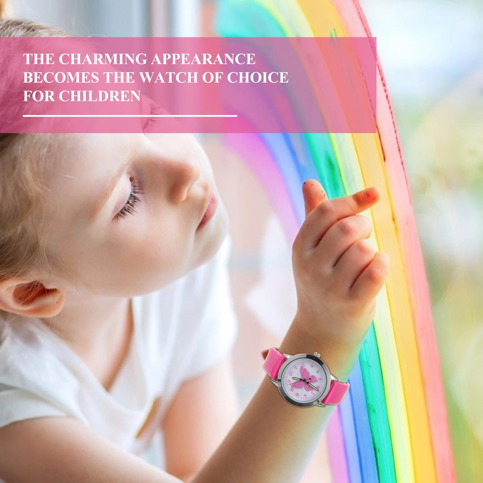 1 pz orologio per bambini modello di farfalle adorabili orologio da polso per bambini luminoso orologio da ragazza durevole del fumetto quadrante trasparente lega di colore brillante