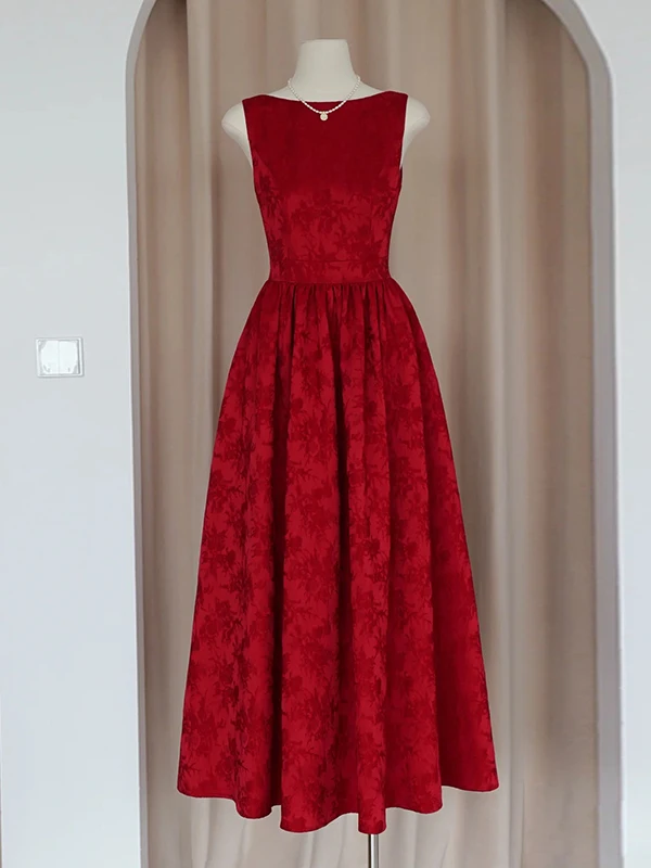 

Винно-красное вечернее платье без рукавов для взрослых, для церемоний и торжеств, летнее, новая модель 2026 года, для невесты