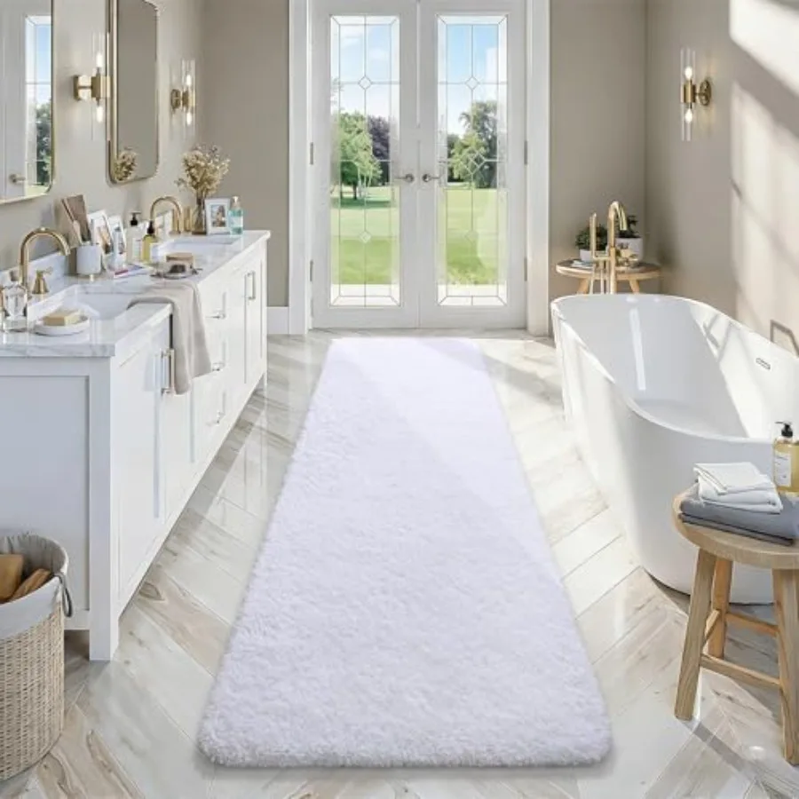 

Luxury Long Bathroom Runner Rug 24x84 Inch Thick Soft and Absorbent Microfiber Non Slip Bath Mat Rubber Backing Quick Dry Rugs