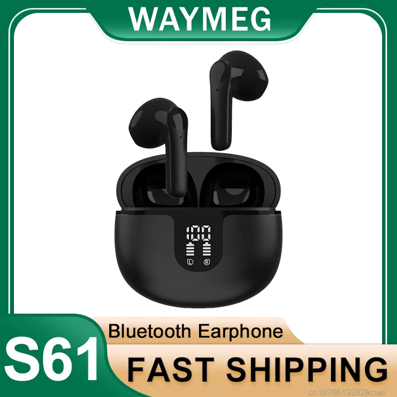 S61 Earphone 13mm Dynamic Coil Wireless Bluetooth 5.3 Earbuds Call Noise Reduction HiFi Stereo Music Headset 320mAh Long Standby