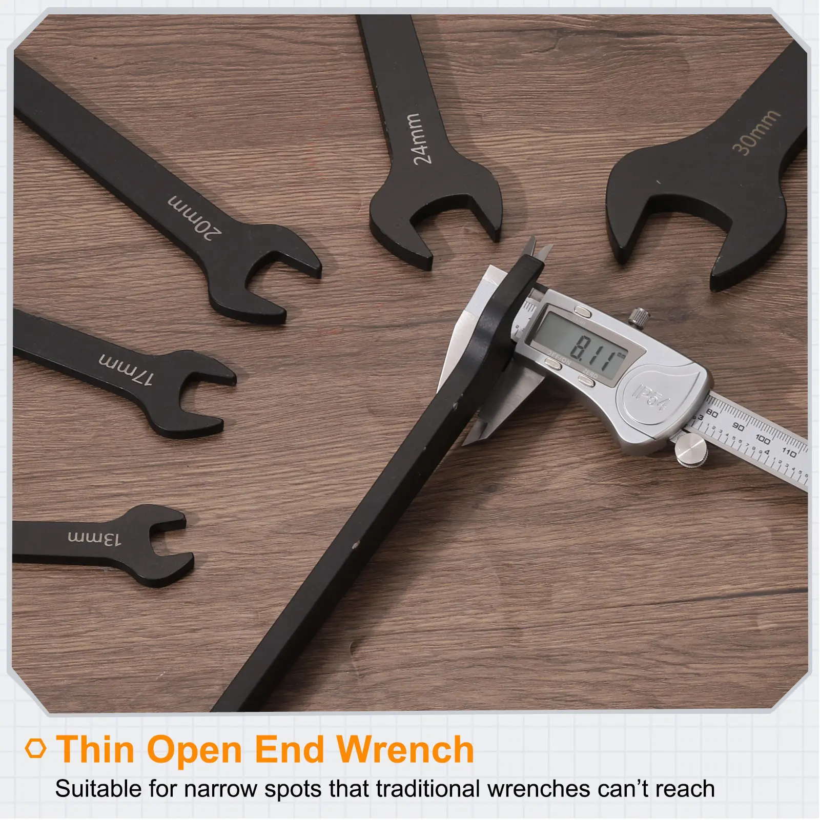 Small Single Open End Wrench 59mm 60mm Metric U-Shaped Open Ended Spanner Flat Head Blackening Wrench for Furniture Auto Repair