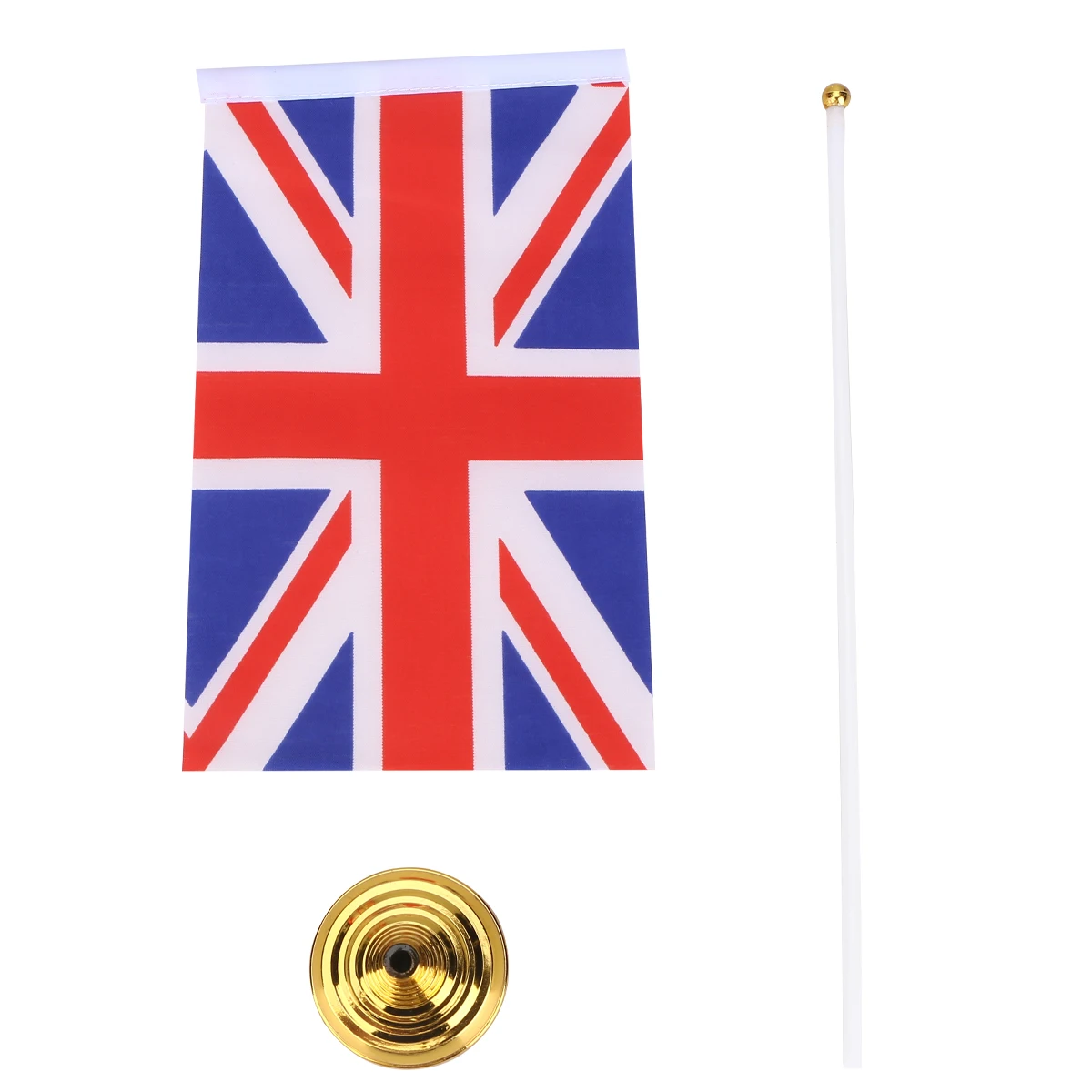 30Pcs Britain Desktop Flag Polyester Double Gold Base Table Decoration Small Uk Mini Flag for National Day