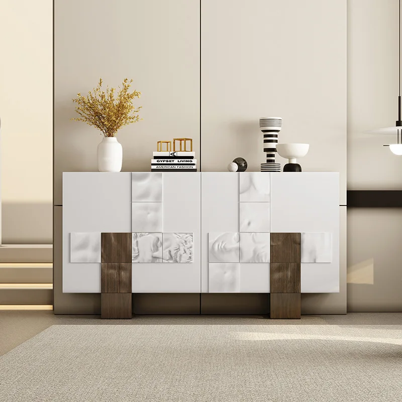 خزانة مدخل إيطالية فاخرة وخفيفة وحديثة وبسيطة لتخزين غرفة المعيشة من الخشب الصلب #2