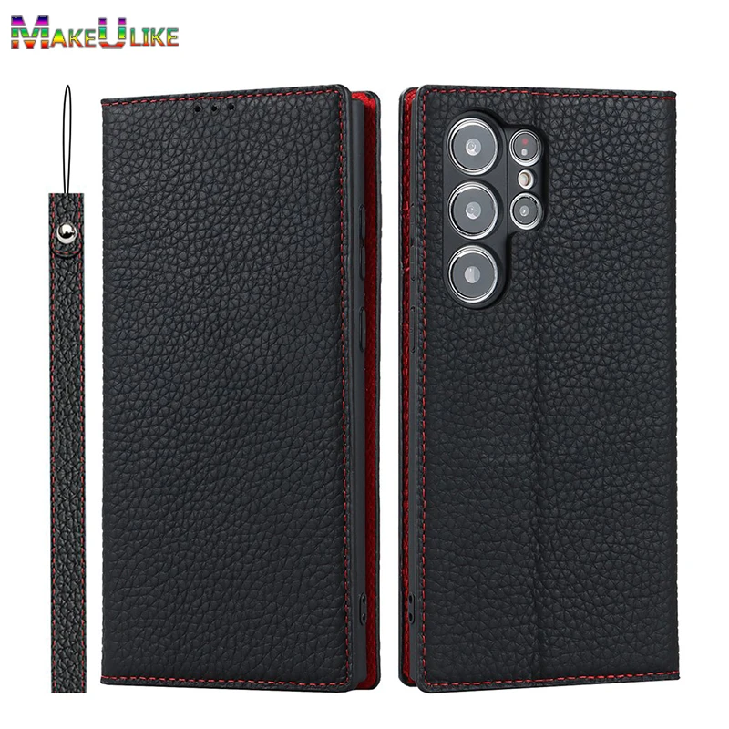 

Genuine Leather Case for Samsung Galaxy S23 Ultra Case Shockproof Wallet Case for Samsung S22 S23 S20 Plus Ultra 5G Flip Cover