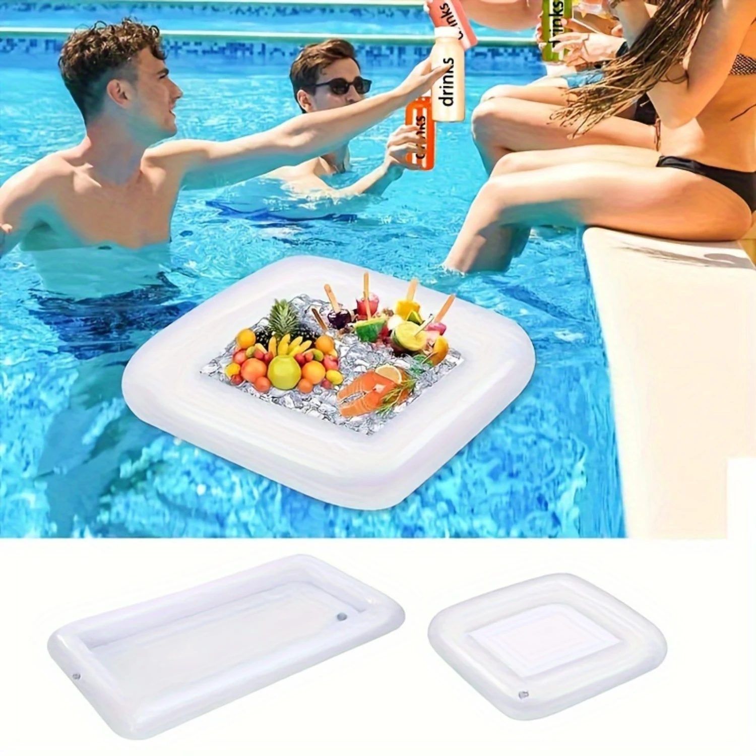 Tray For Party Portable Air Pool Floating Inflatable Beer Table Salad Serving Ice Bucket  Water Food Tray For Restaurant