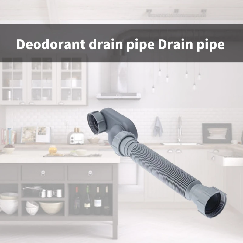 Tubo drenagem banheira com armadilha flexível Tubo drenagem chuveiro ABS para fácil instalação cozinhas