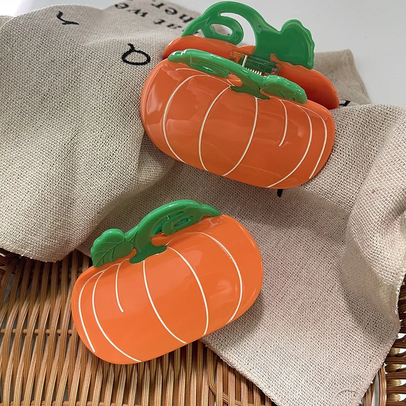 New Creative Design 8.2cm Pumpkin Grab Clip Interesting Personality Vegetable Acetate Shark Clip Headwear