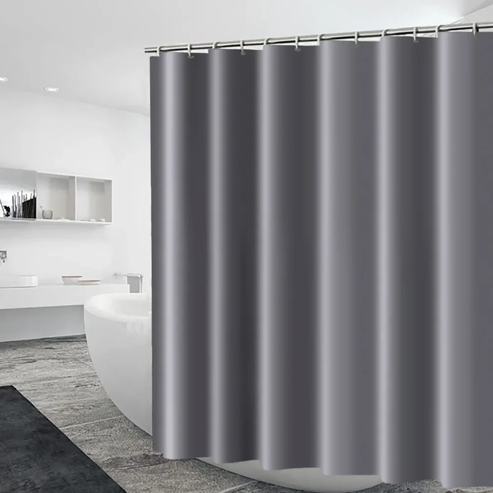 

Heavy Duty Solid Shower Curtain Fabric Waterproof Bathroom Curtain Long Stall Size 230/200CM Black White Grey Brown Blue Color
