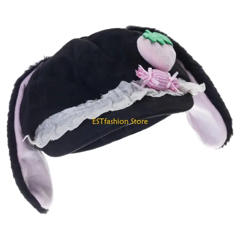 

Y5GC милый берет с кроличьими ушками, дышащая субкультурная восьмиугольная шляпа для уличной одежды