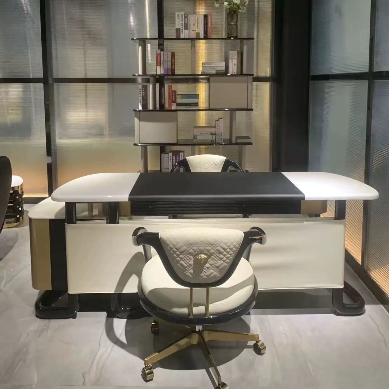 Light luxury desk Villa study Luxury induction computer desk Boss writing desk