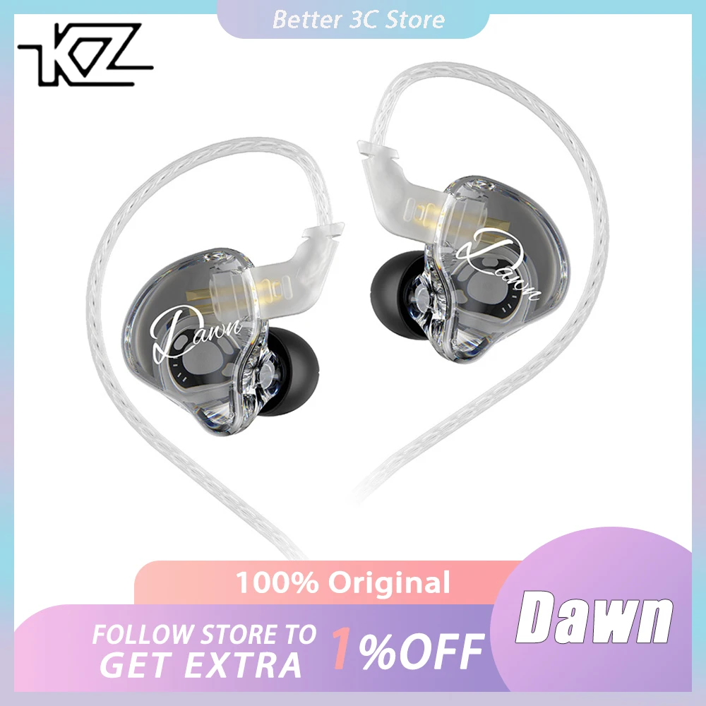 New KZ Dawn Wired In-Ear Earphones With 10mm Large-Diameter Dynamic Driver Pure Sound Quality Gaming Earbuds Custom Headsets