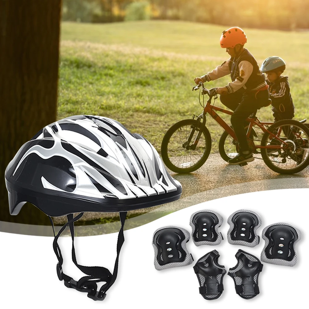 7Pcs/Set Childrens Riding Helmets Knee Elbow Protective Gear Set Kids Skateboard Scooter Helmet Set Anti Drop Equipment