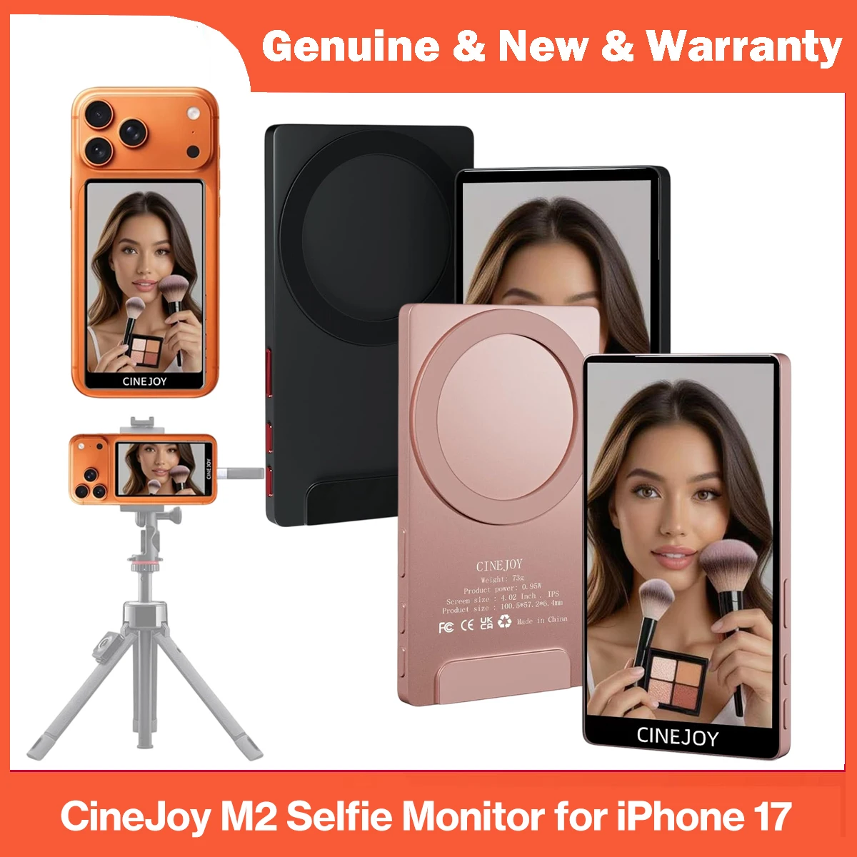 CineJoy M2 Selfie Monitor Screen No Latency 4K 120fps Camera Monitor for iPhone 17 16 15 with Mic Port for Vlog Tiktok