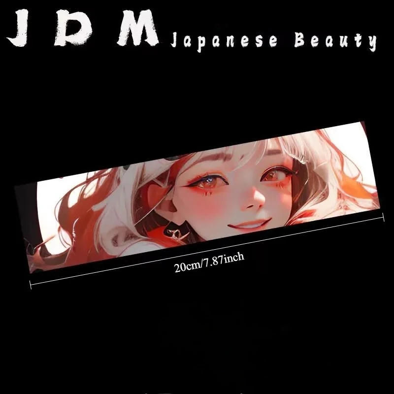 Long Strip Anime Girl Reflective Sticker, JDM Waterproof Vinyl Decal for Car Motorcycle E-Bike PC Case Decor