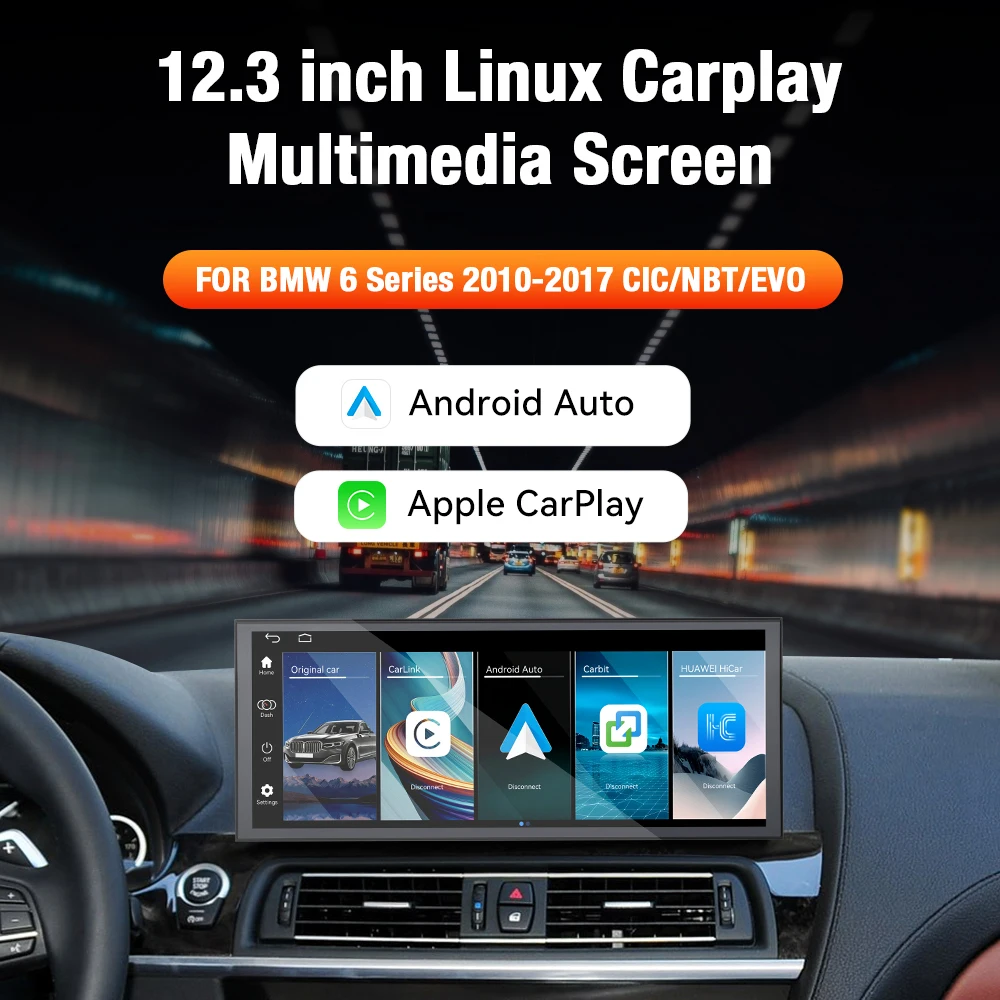 12.3 Inch Linux Carplay Screen For BMW 6 Series 2010-2017 CIC NBT EVO IPS Touch Stereo Unit Multi Storage BT5.0 GPS LHD RHD