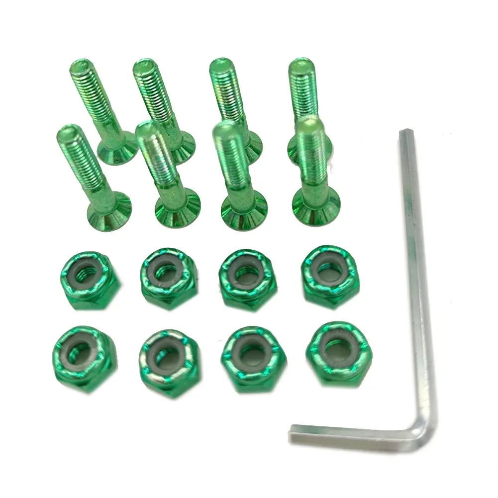 8pcs Skateboard Screws DIY Skateboard Hardwares Skate Board Screws For Installing Skateboarding Truck Color Plating Screws