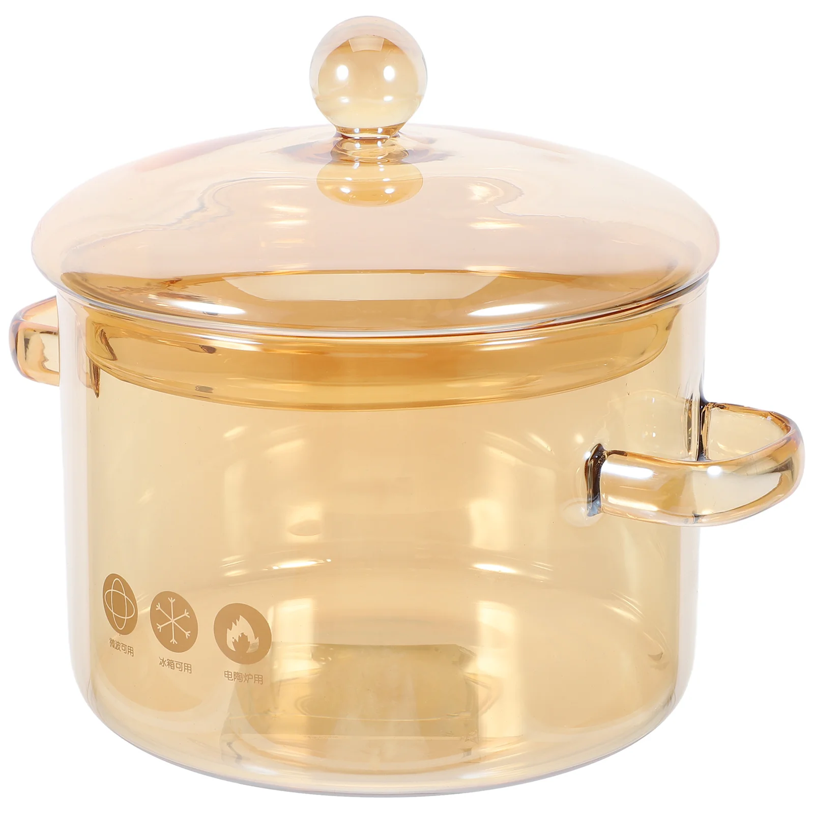 

Glass Double Handled Stew Pot with Lid Resistant Soup Pot Ramen Cooking Bowl Heat-Resistant Heat Resistant