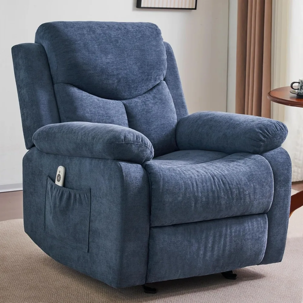 

Manual Rocker Recliner Chair for Adults with Massage,Overstuffed Glider Rocking Fabric Recliner Chairs for Living Room,