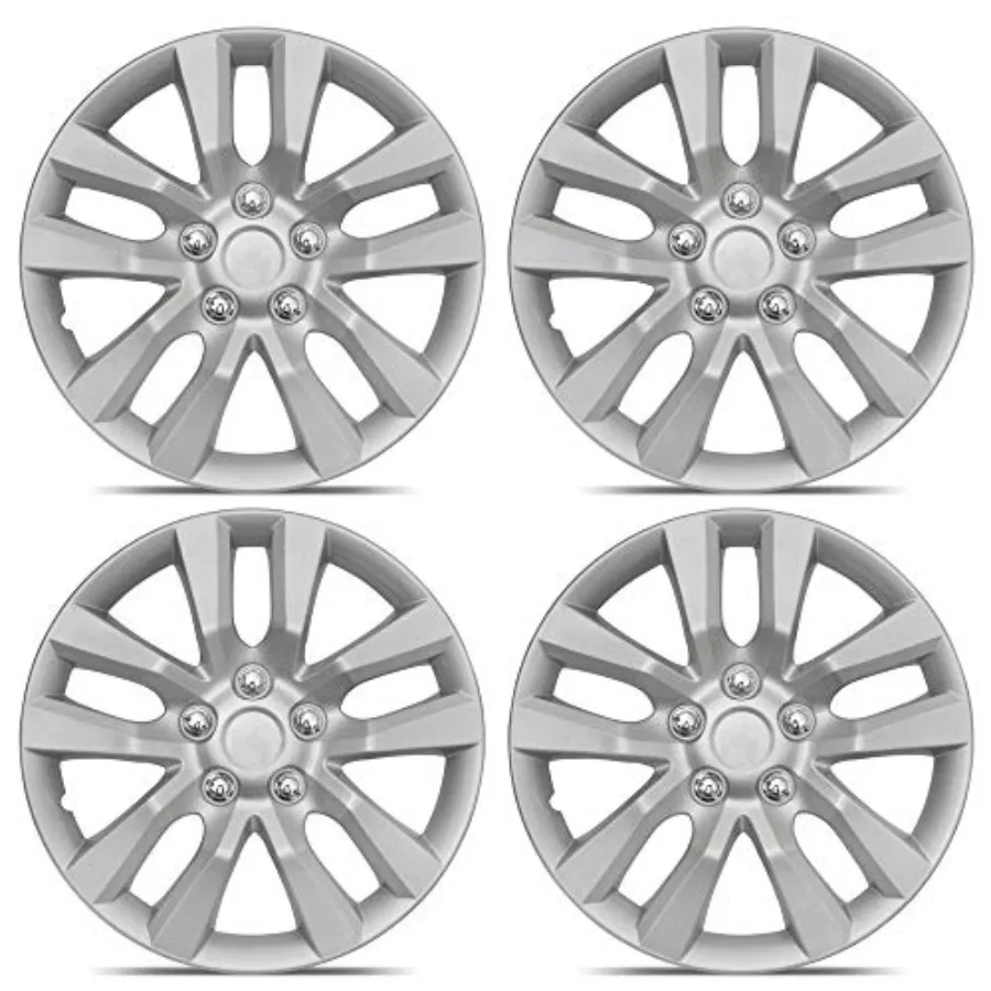 Performance Wheel Covers 4 Pack of Premium 16" inch Hubcap OEM Replacements for Steel Wheels High Grade ABS with Retention Ring