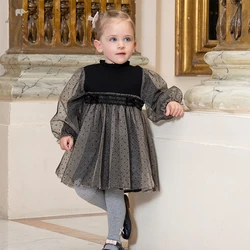 Dave Bella Black Girl Dress Children Party Costume Kids Infant Autumn Winter Mesh Dress Baby Girls Princess Dress DB4222833