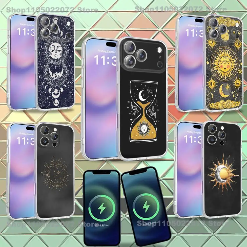 

Suns Moons Clouds Astrological For iPhone 17,12,11,14,13,15,16,Plus,Air,Pro,Max,E,Mini for Magsafe Magnetic Frosted Phone Case