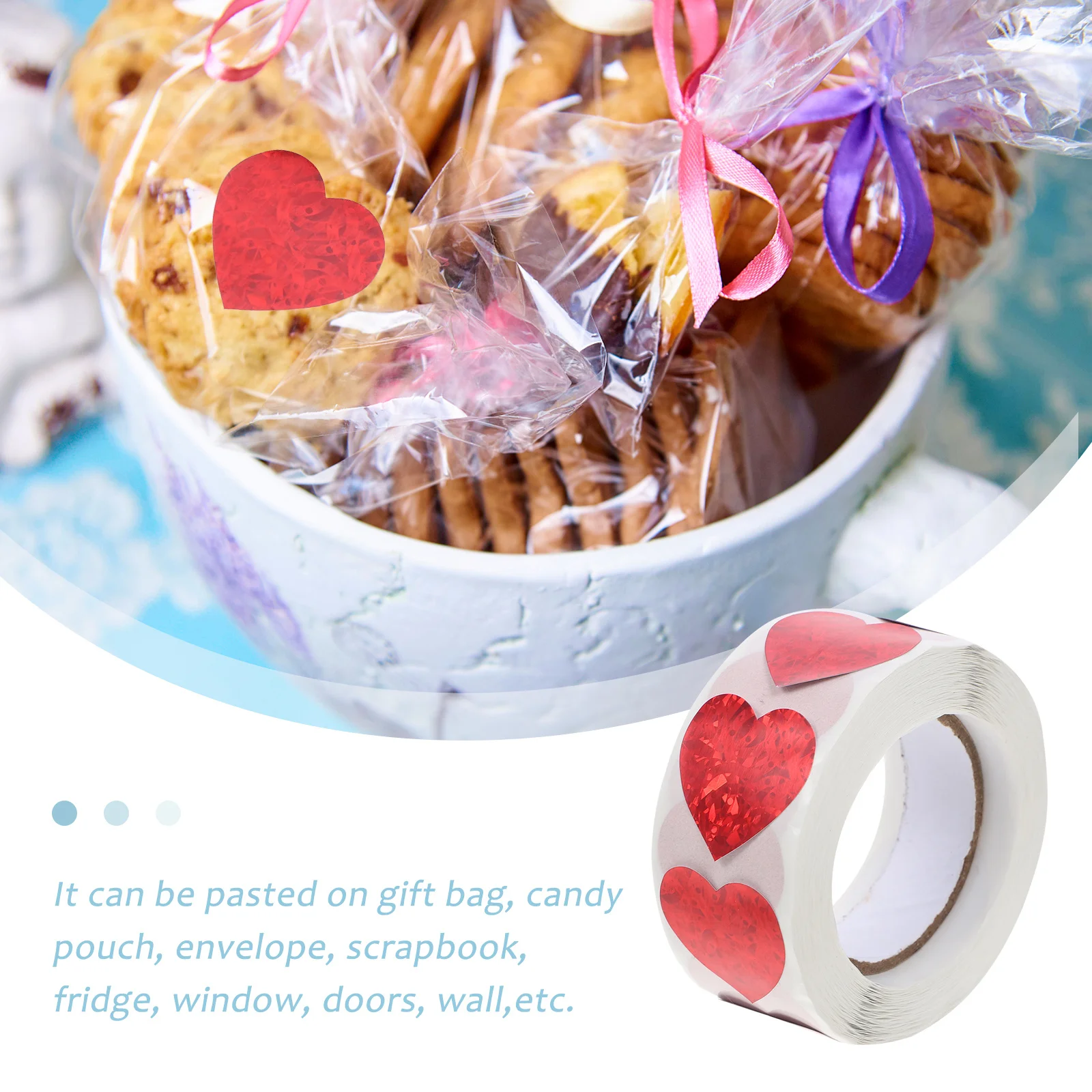 500Pcs Heart Stickers Self-Adhesive Multi-Use Body Labels for Gift Wrapping Sealing Decorative Decals Valentine's Day
