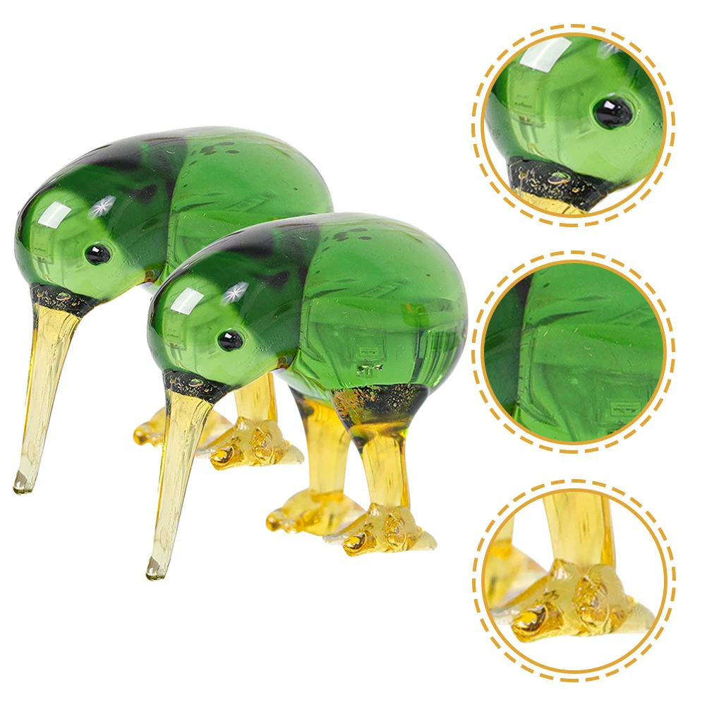 

2Pcs Crystal Bird Ornament Natural Vivid Design Tabletop Shelf Cake Miniature Plant Pot Decor Relaxing Atmosphere Gift