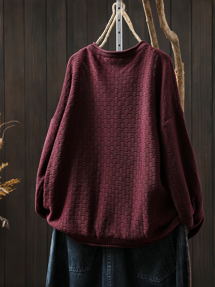 100% algodão feminino manga longa malha cardigan nova chegada 2025 outono estilo vintage o pescoço solto feminino casual blusas m1883