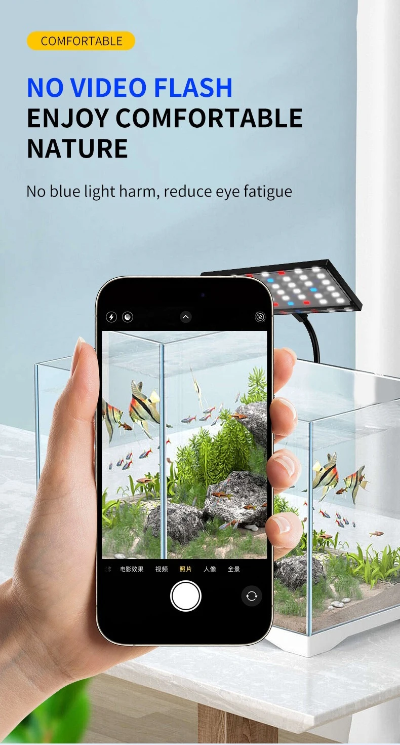 USB Aquarium LED-Licht Vollspektrum Aquatische Pflanzenwachstumslampe Fischbecken Einstellbare Helligkeit Dimmbar Zeitgesteuert 360° ° Drehbare Leuchte – Detail 9