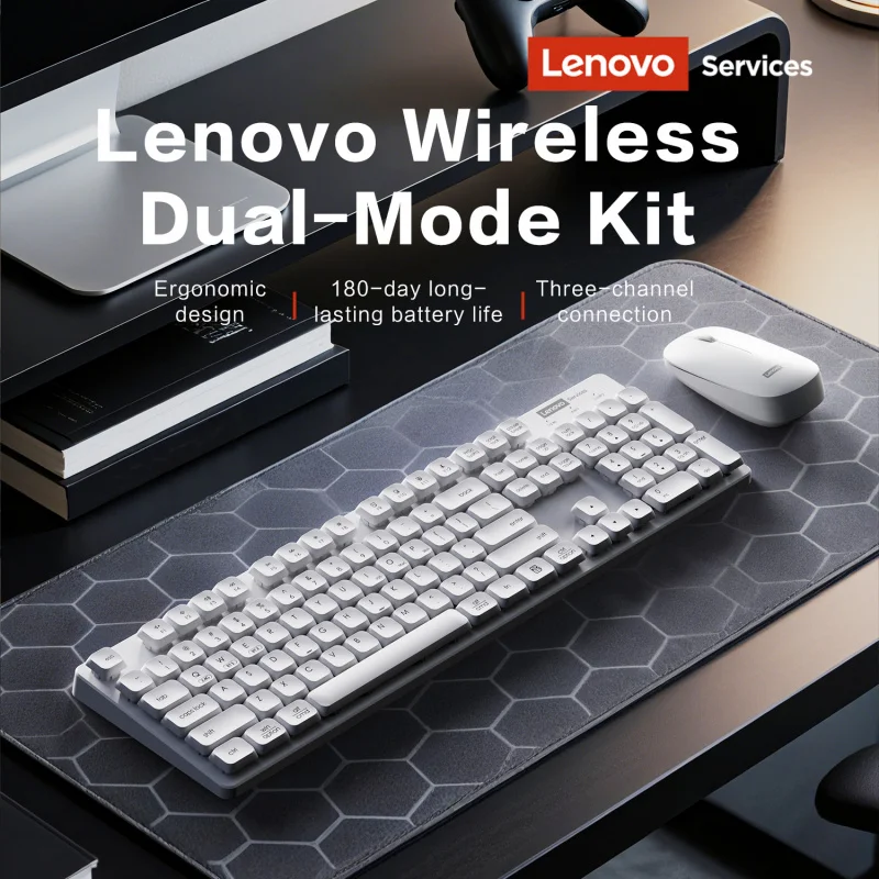 جناح LenovoKN270 اللاسلكي، اتصال ثلاثي القنوات، مفاتيح وظائف الوسائط المتعددة، نقل مستقر لمسافات طويلة، للألعاب والمكتب