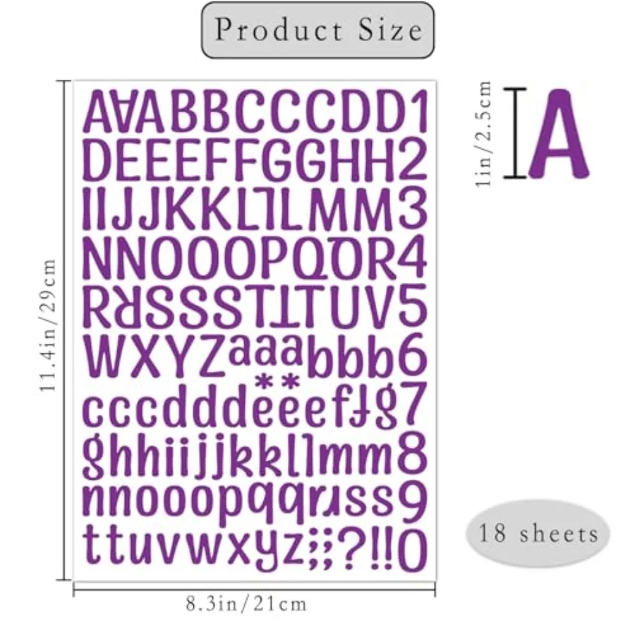 2268 Alphabet Stickers 18 Sheets Alphabet Stickers Vinyl Self-Adhesive Number Alphabet Vinyl Stickers, Mailbox Numbers Labels D