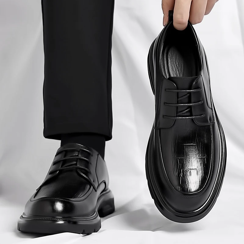 Men's suit leather shoes High quality minimalist style Dress up party Groom's wedding Black Classic Luxury Adult Shoes New