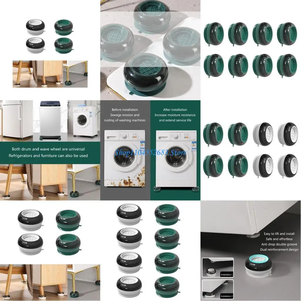 

Y6GD Set of 8 Not Vibrations Pad Refrigerator Support Dampers Stand Feet Pad High Stability Support Mat Not-slip Pad PS+TPR