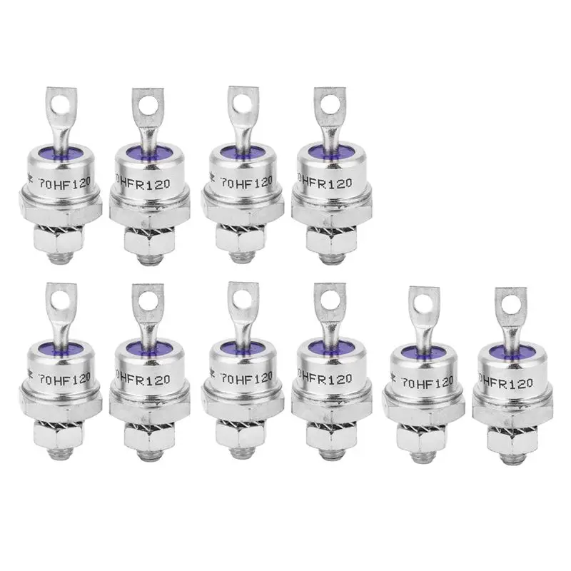 

Выпрямительные диоды AEE8-5Pairs, спиральные, 70HF120/70HFR120, 70А, 1200В, высокомощные, с металлическими выводами, тип «шпилька»