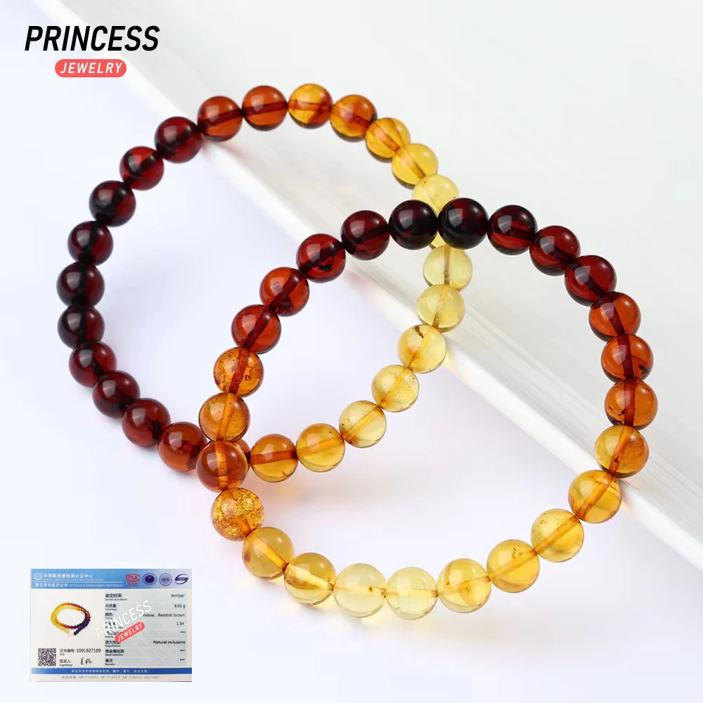 A++ Natural Baltic Sea Gradient Amber Bracelet 5/6/7mm Loose Gemstone Beads for Jewelry Making Wholesale Beads DIY Accessories