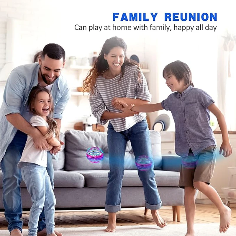 플라잉 볼 장난감 2026 업그레이드 버전 손으로 조종하는 호버 볼 LED 조명 회전 볼 멋진 미니 드론 생일 선물