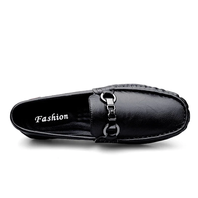 Cow Leather Men Metal Buckle Low Heel Loafers Fashion Shoes Handmade Moccasins Soft Leather Slip on Flats Footwear Driving