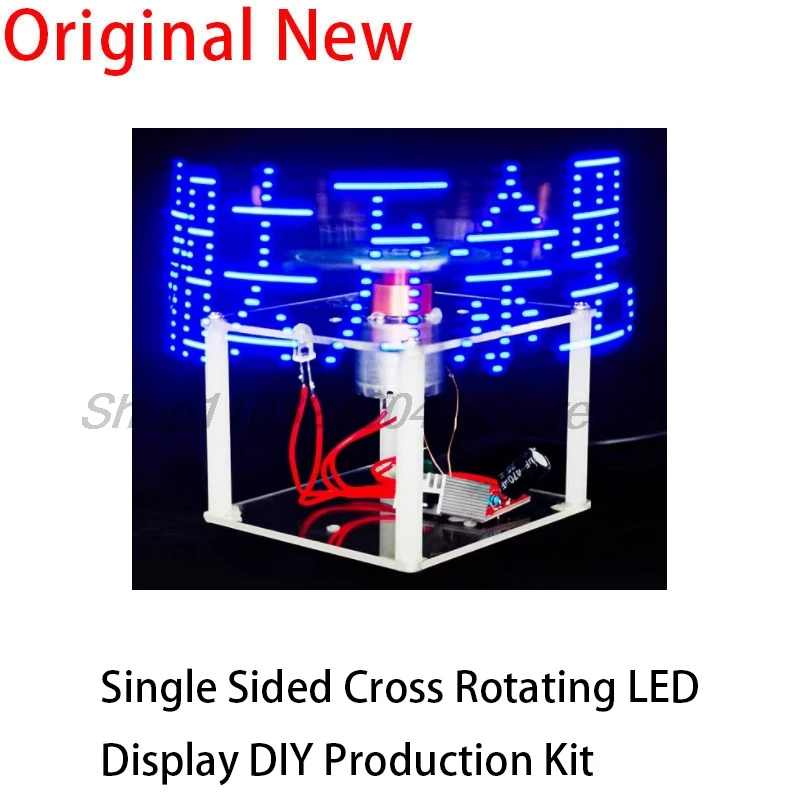 Single Sided Cross Rotating LED Display DIY Production Kit Acrylic Shell Soldering Circuit Board