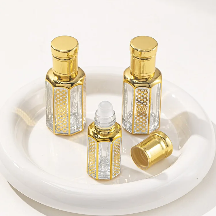 10/30/50pcs 3ml 6ml 12ml Gold Glass Roll On Perfume Bottle Roller Attar Oil Bottles Essential Oil Container