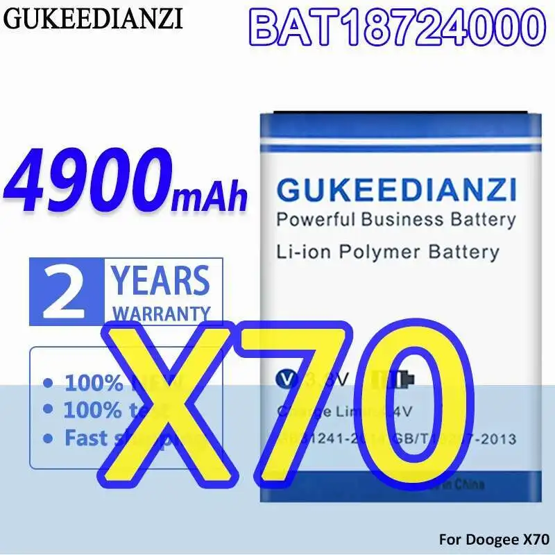 

Good Low-Temperature Performance Mobile Phone Battery 4900mAh For Doogee X70 BAT18724000
