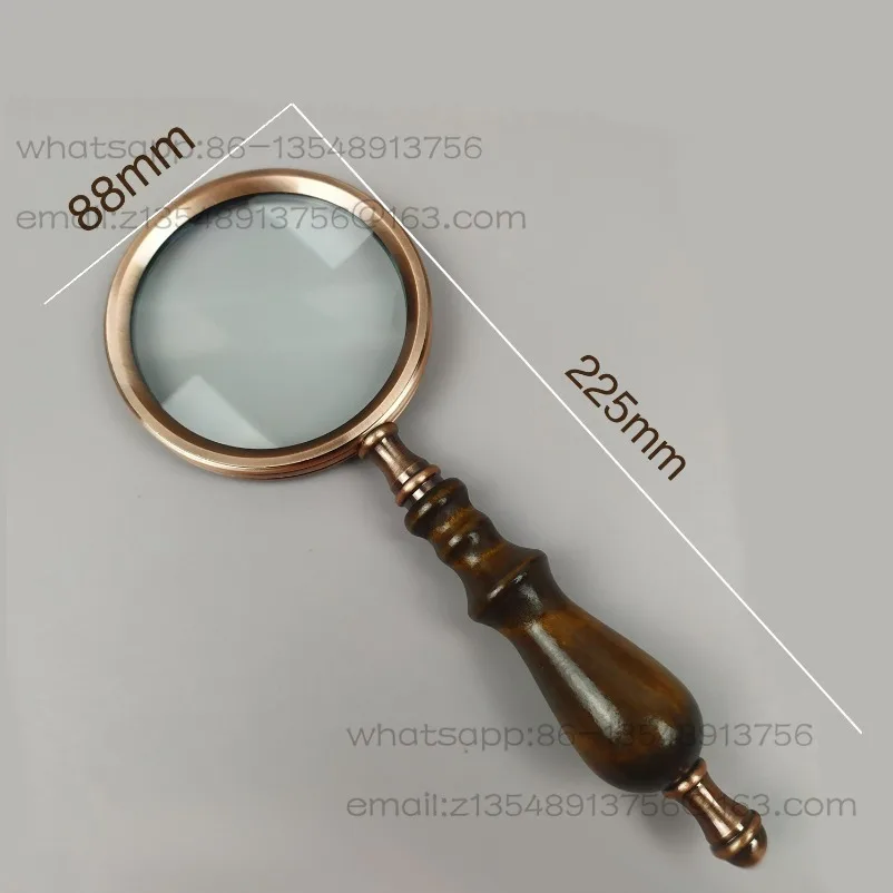 Handheld Metal High Magnifying Glass Solid Wood Handle Expands Retro Collection Gifts Old Man Reading
